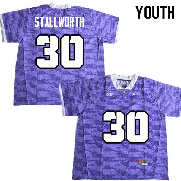 Youth #30 Omega Stallworth TCU Horned Frogs College Football Jerseys Sale-Purple